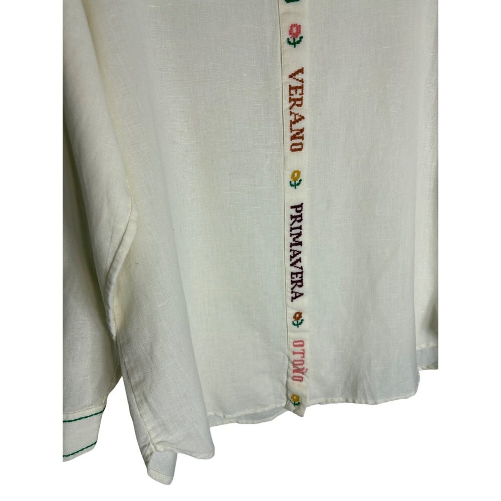 Sézane x Lucia Vergara Maxima Shirt Ecru with Embroidery-sz 38 (US 6) - Picture 8 of 14